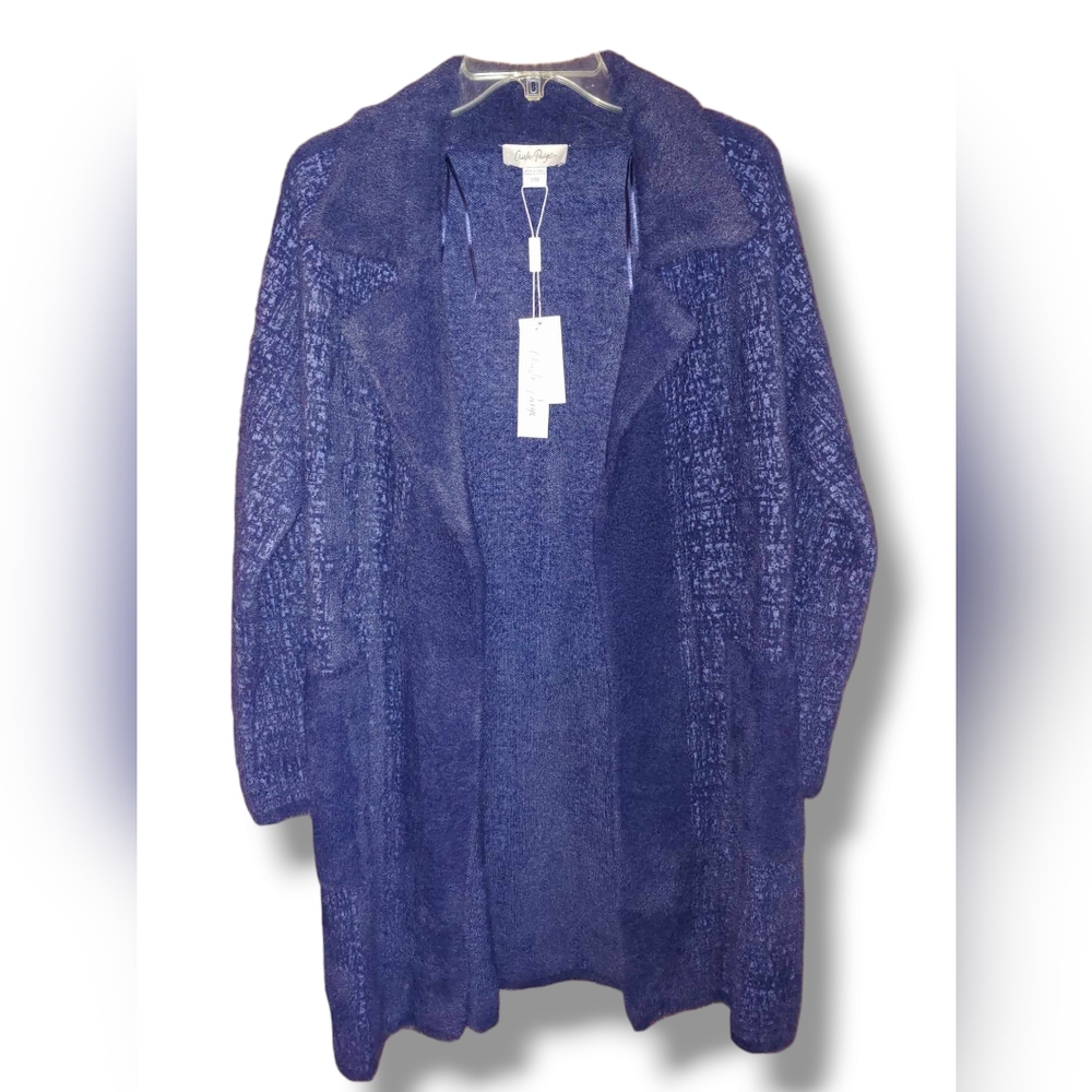 Charlie Paige Navy Blue Open Sweater, Very Soft & Heavy, Size Medium